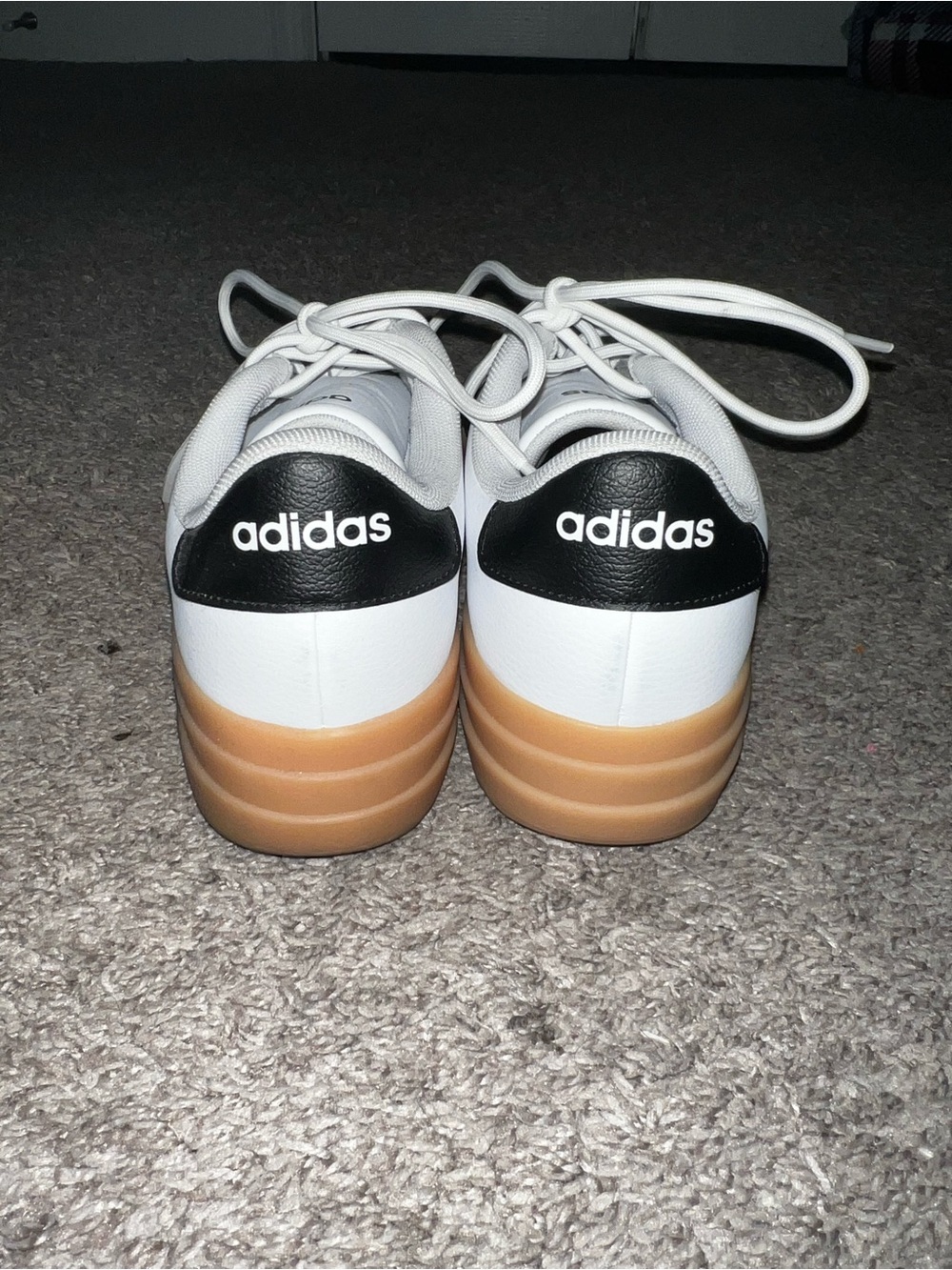 adidas VL Court Bold Platform Sneakers w/ Gum Sole size 8 white w/ black stripes - Picture 3 of 9